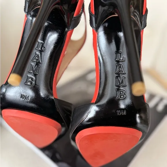 L.A.M.B. Elegant leather Stiletto Heels t-strap