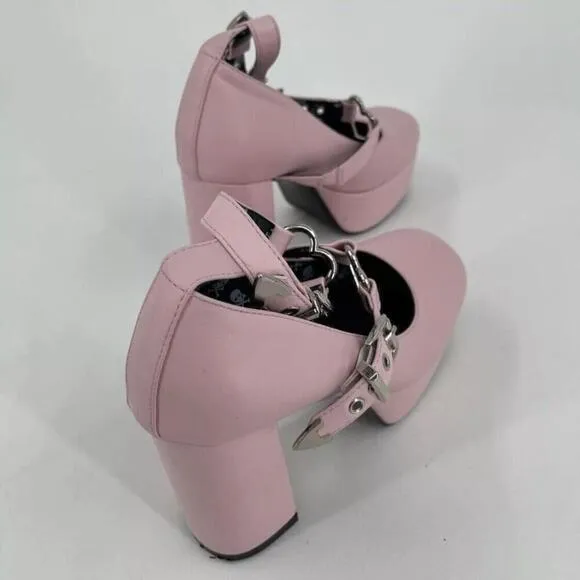 Lamoda Pink Ankle Straps Vegan Leather Platform Heel Size 5