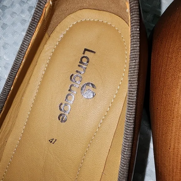 LANGUAGE EUC MENS SIZE 41 US 9.5 SHAAN 100% LEATHER LOAFERS SLIPON SHOES
