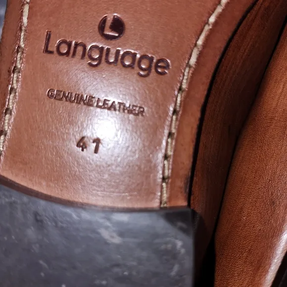 LANGUAGE EUC MENS SIZE 41 US 9.5 SHAAN 100% LEATHER LOAFERS SLIPON SHOES