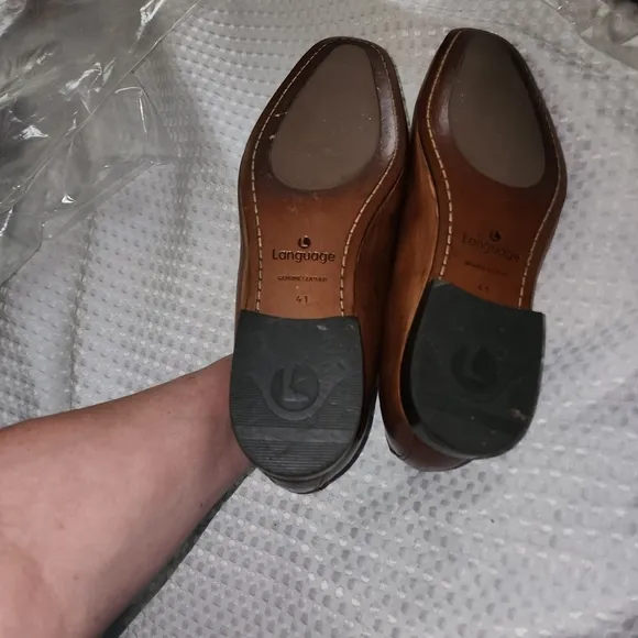 LANGUAGE EUC MENS SIZE 41 US 9.5 SHAAN 100% LEATHER LOAFERS SLIPON SHOES