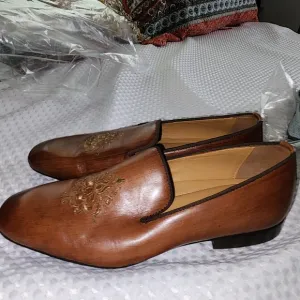LANGUAGE EUC MENS SIZE 41 US 9.5 SHAAN 100% LEATHER LOAFERS SLIPON SHOES
