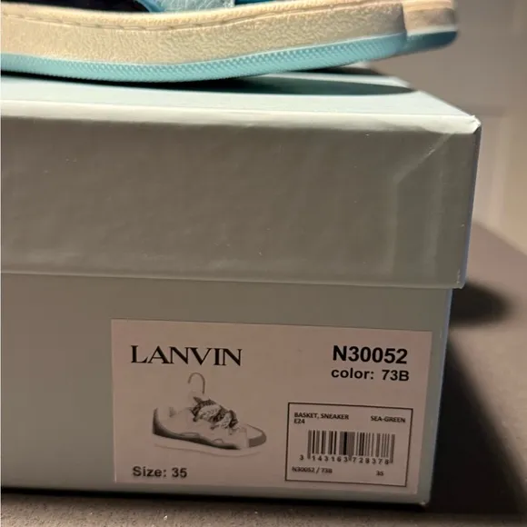 LANVIN KIDS UNISEX LEATHER LACE-UP SNEAKERS SIZE 35 EU