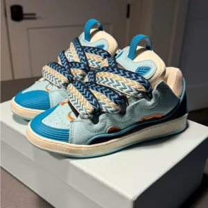 LANVIN KIDS UNISEX LEATHER LACE-UP SNEAKERS SIZE 35 EU