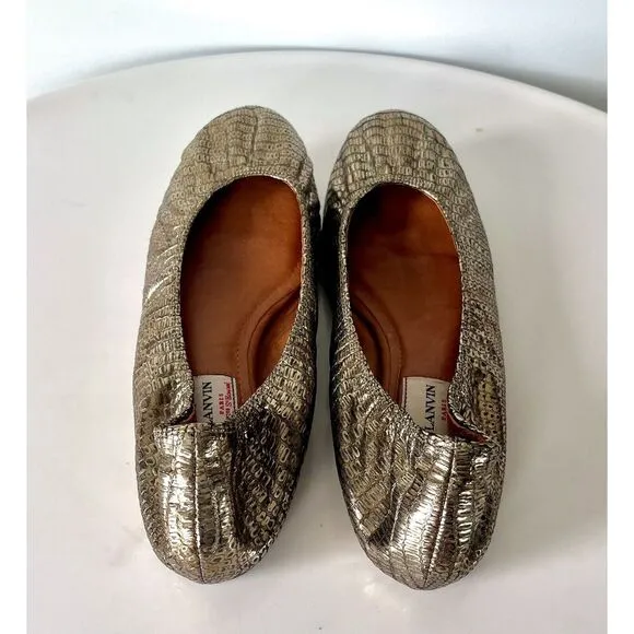 Lanvin Metallic Bronze Ballet Flats‎ Size 38 / 7.5