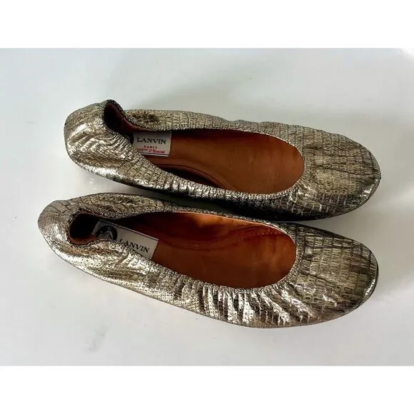 Lanvin Metallic Bronze Ballet Flats‎ Size 38 / 7.5