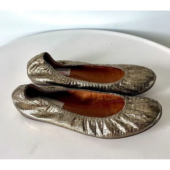 Lanvin Metallic Bronze Ballet Flats‎ Size 38 / 7.5
