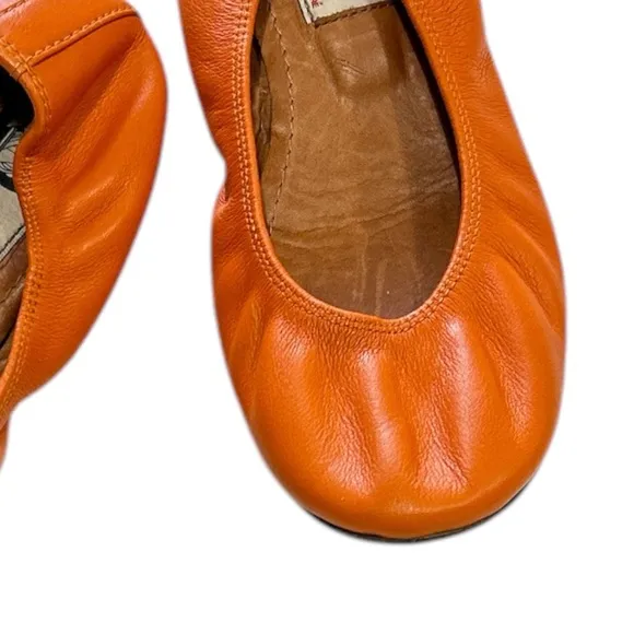 Lanvin Paris Ballet Flats Orange Leather Slip On Sz 36
