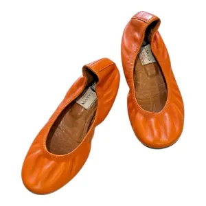 Lanvin Paris Ballet Flats Orange Leather Slip On Sz 36