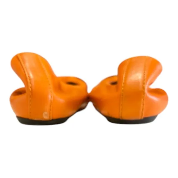 Lanvin Paris Ballet Flats Orange Leather Slip On Sz 36