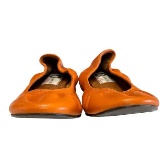 Lanvin Paris Ballet Flats Orange Leather Slip On Sz 36