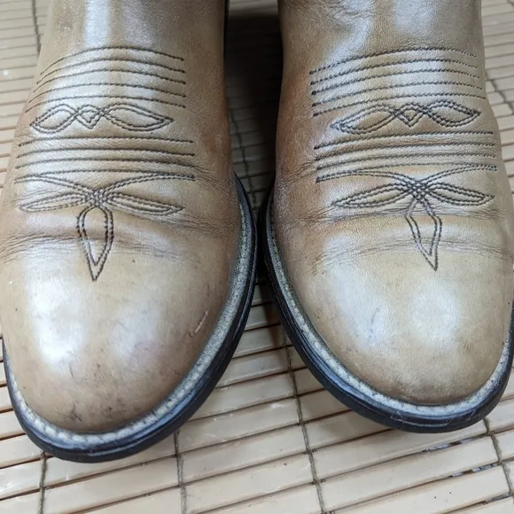 Laredo Boots Mens cognac brown and black shaft 14&quot; tall Stockman Pull On Western