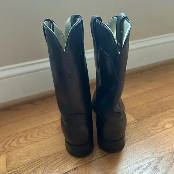 Laredo Men’s Western Cowboy Navy Blue Leather Round Toe Roper Boots Size 8