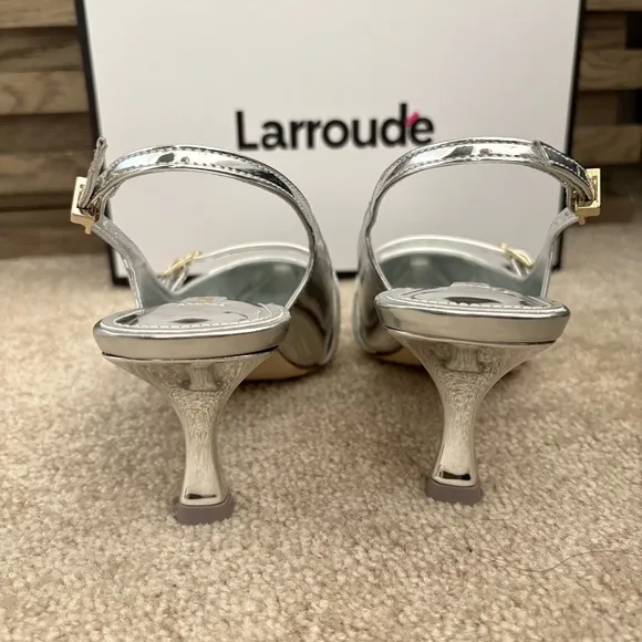 Larroudé Women's Silver Kitten Heels