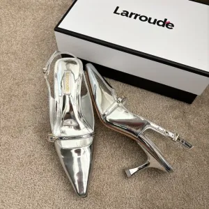 Larroudé Women's Silver Kitten Heels