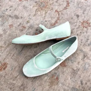 Larroude Blair Plush Mary Jane Ballet Flats Shoes Sz 6
