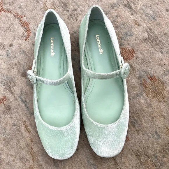 Larroude Blair Plush Mary Jane Ballet Flats Shoes Sz 6