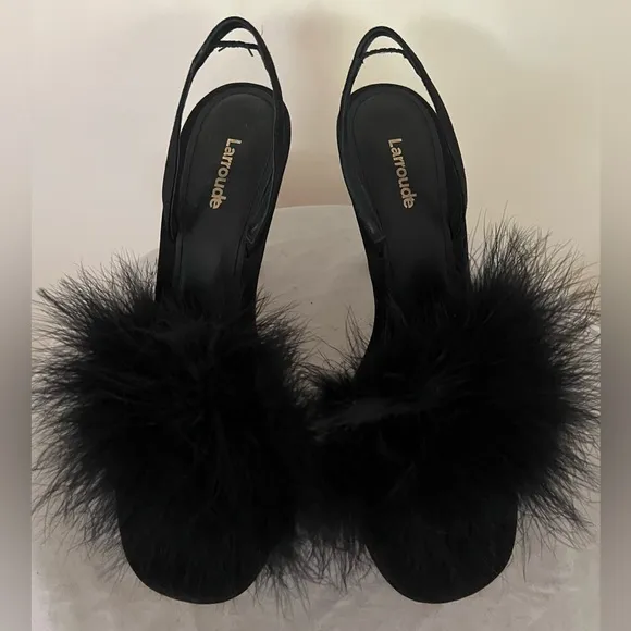 Larroude Marilyn Slingback Black Heels Shoes Size 39.5 $330