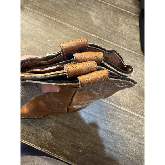 Larry Mahan Cowboy boots Size 8 Women's Embroidered Leather Brown Western