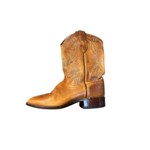 Larry Mahan Cowboy boots Size 8 Women's Embroidered Leather Brown Western