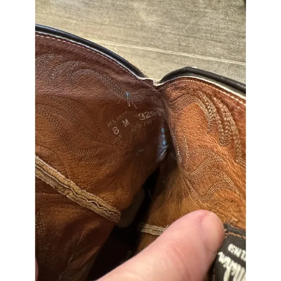 Larry Mahan Cowboy boots Size 8 Women's Embroidered Leather Brown Western