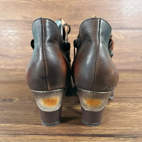L’ARTISTE Juliane Brown Leather Heels Boots Booties Women’s Size 10 (41) Shoes