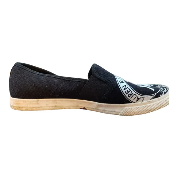 Lauren Ralph Lauren shoes womens sz 10 Jinny black white logo slip on loafers