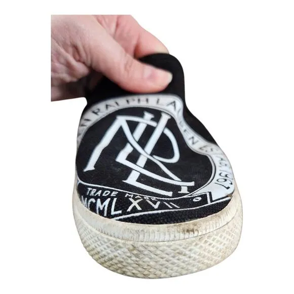 Lauren Ralph Lauren shoes womens sz 10 Jinny black white logo slip on loafers