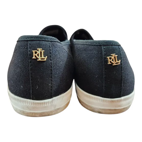 Lauren Ralph Lauren shoes womens sz 10 Jinny black white logo slip on loafers