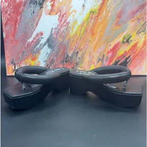 Lemon Drop by Privilege Black Scotia Platform Sandals SZ5.5