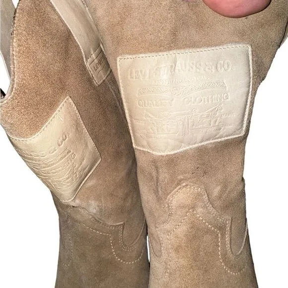 Levi's Vintage Western Leather Suede Tan Cowgirl Boots - Size 9