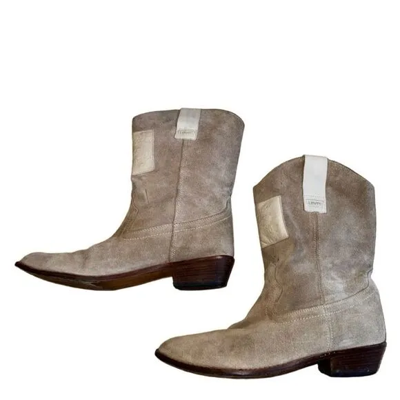 Levi's Vintage Western Leather Suede Tan Cowgirl Boots - Size 9