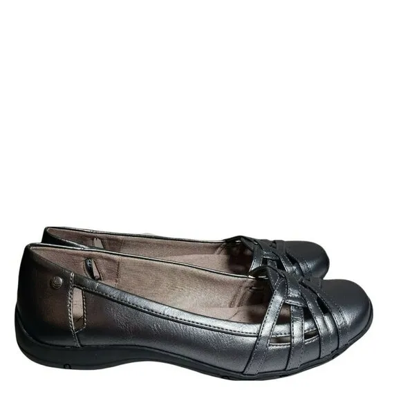Life Strides Women Diverse Pewter Closed Toe Slip On Ballet Flats Shoes Sz 8.5 M
