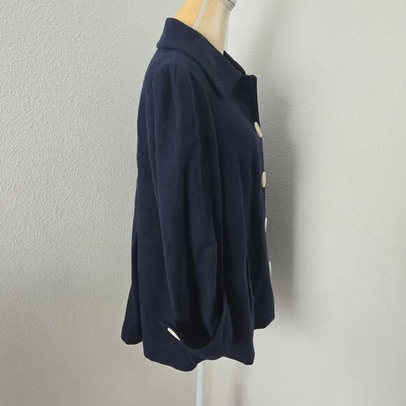 Lilly Pulitzer Women's Navy Blue Linen Blend Coat Jacket Button Up Size 8