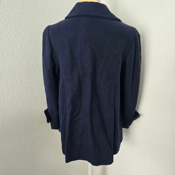 Lilly Pulitzer Women's Navy Blue Linen Blend Coat Jacket Button Up Size 8