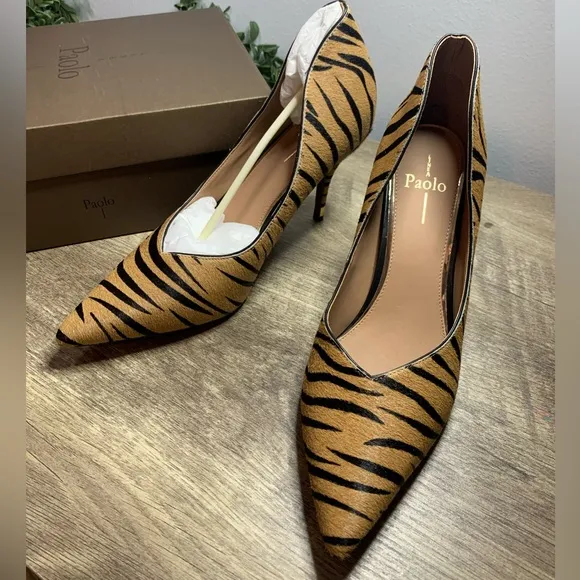 Linea Paolo Zebra Heels Brown Black size 11 NWT&amp;Box Gorgeous