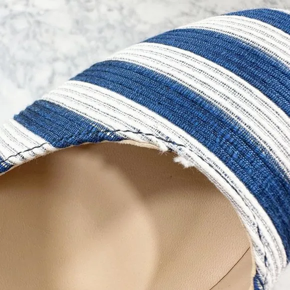 LK Bennett Hadley Blue White Striped Closed Courts Heels