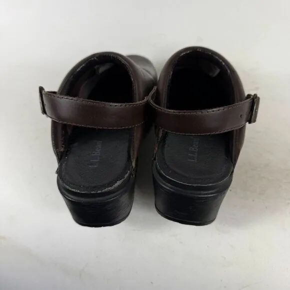L.L. Bean Mule Clog Women's 9.5 Brown Leather Slip-On Casual Comfort Shoes