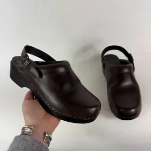 L.L. Bean Mule Clog Women's 9.5 Brown Leather Slip-On Casual Comfort Shoes