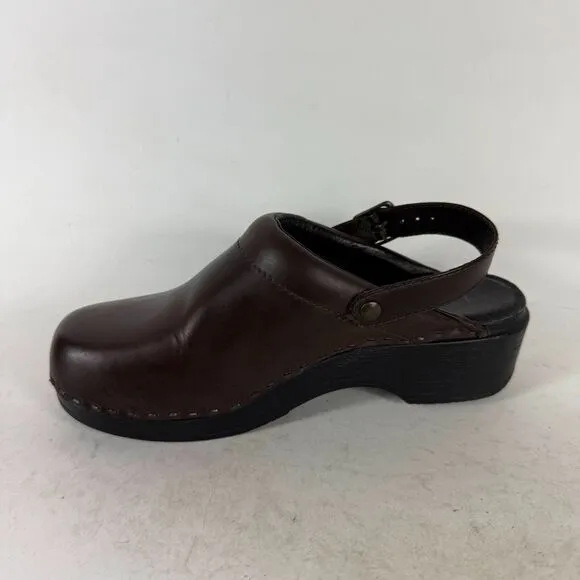 L.L. Bean Mule Clog Women's 9.5 Brown Leather Slip-On Casual Comfort Shoes