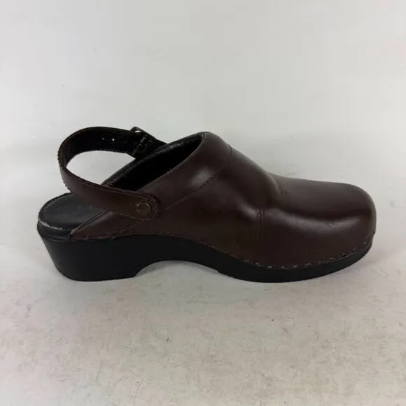 L.L. Bean Mule Clog Women's 9.5 Brown Leather Slip-On Casual Comfort Shoes
