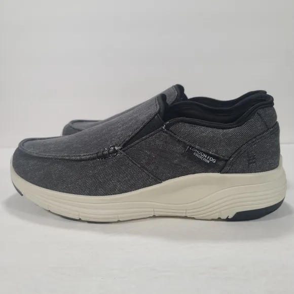 London Fog Collection Easy Fit Daniel Arch Slip On Black Gray Shoes Men Size 11M