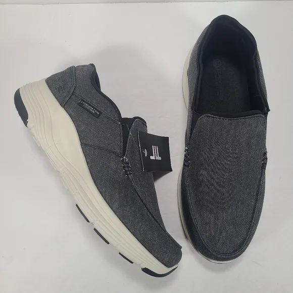 London Fog Collection Easy Fit Daniel Arch Slip On Black Gray Shoes Men Size 11M