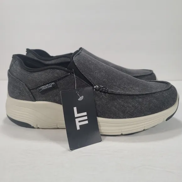 London Fog Collection Easy Fit Daniel Arch Slip On Black Gray Shoes Men Size 11M