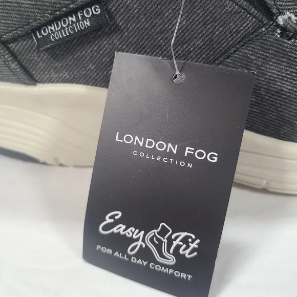 London Fog Collection Easy Fit Daniel Arch Slip On Black Gray Shoes Men Size 11M