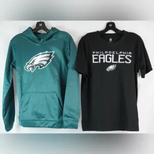 Lot of 2x NEW [NFL] Philadelphia Eagles NFL Hoodie &amp; T-Shirt Youth Sz L (14/16)