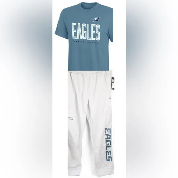 Lot of 2x NWT [NFL] Philadelphia Eagles NFL Short-Sleeve Shirt &amp; Sweatpants M XL