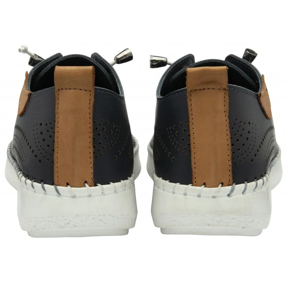 Lotus Navy Leather Tassia Lace-Up Shoes ULS484DE