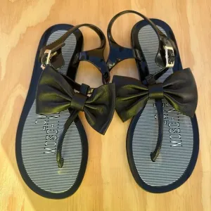 Love Moschino Black Jelly Sandals With Bow Women’s Size 8