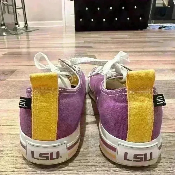 LSU Tigers Skicks Unisex Sneaker Shoes Purple Yellow Low Top Lace Up Woman Sz